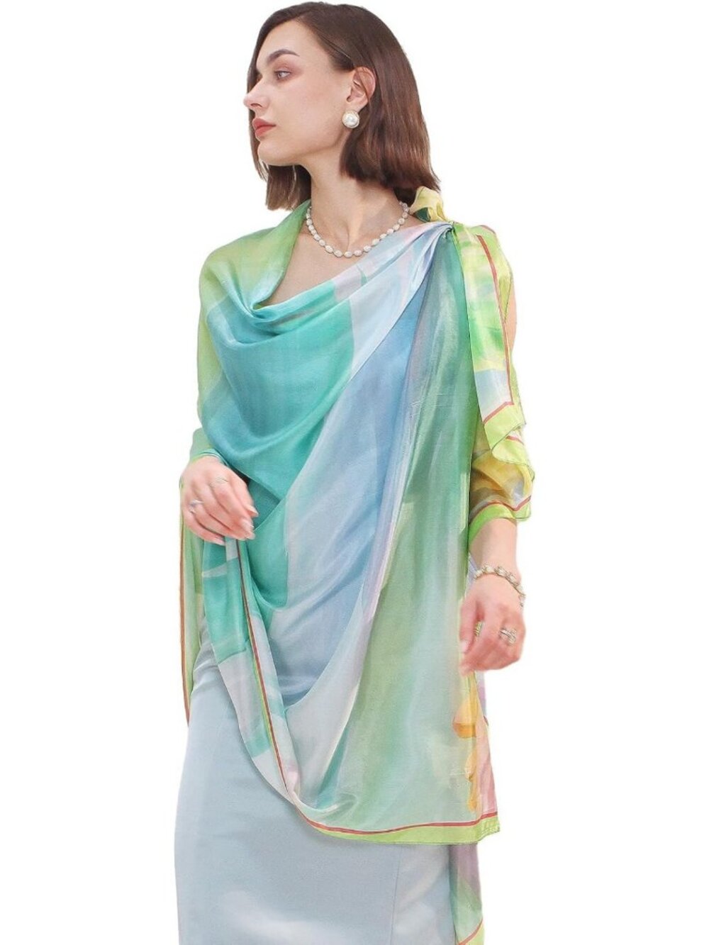 Luxurious 100% Mulberry Silk Shawl Wrap for Women - Elegant Evening Accessory